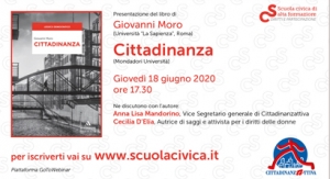 18 giugno 2020 - Incontro on-line di presentazione del libro &quot;Cittadinanza&quot; di Giovanni Moro