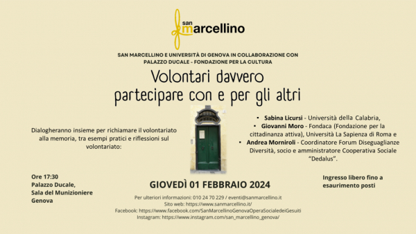 San Marcellino: “Volontari davvero, partecipare con e per gli altri"
