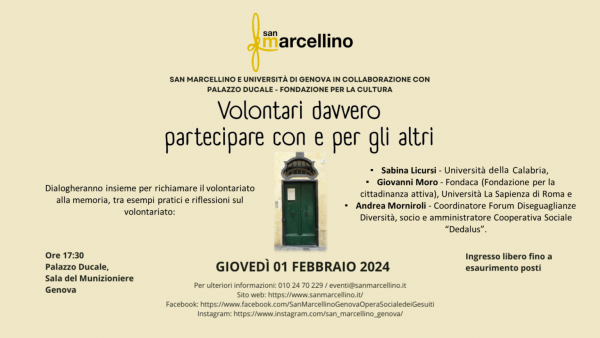 San Marcellino: “Volontari davvero, partecipare con e per gli altri&quot;